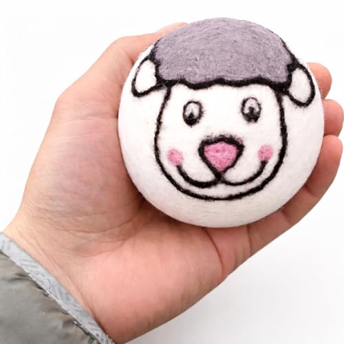 Wool Dryer Balls 6-Pack 100% Natural New Zealand Wool, Handmade in Nepal Reusable Laundry Balls, Faster Drying, Softer Clothes, Anti-Static, Dryer Sheets Alternative (Sheep) - color: Sheep