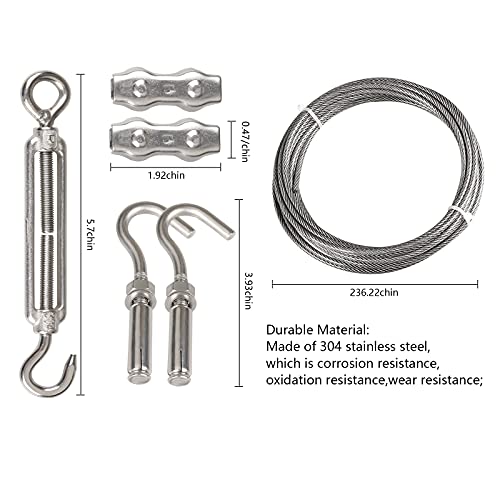 Clotheslines,Portable Windproof Clothes Rope Line with Stainless Steel Cable Tightener System Multipurpose Heavy Duty Laundry Rope for Christmas Decor Outdoor/Indoor/Home/Drying (20ft) - color: 20ft