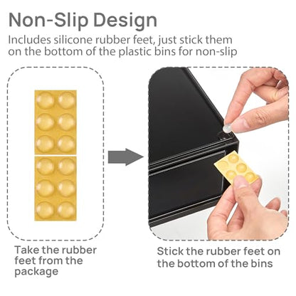 Vtopmart Black Stackable Storage Drawers, 2 Pack Wide Organizers - style: 2pack Wide Black