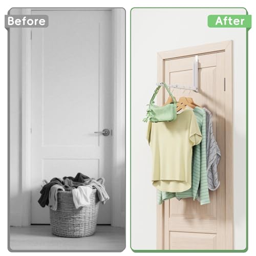 Foldable Over the Door Hooks, Over the Door Hanger for Space Saving - color: White-1