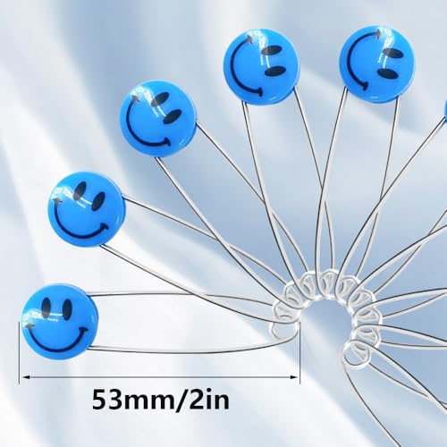 50 PCS Safety Pin 53mm/2.1in Baby Diaper Pins for Cloth - Plastic Head, Stainless Steel With Locking Closures - Nappy Pins for Crafts (XL/Blue) - color: Blue