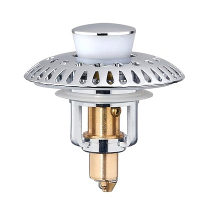 Bathroom Sink Stopper for 1.06"-1.65" Drain Holes, 2 in 1 Bath Sink Drain Strainer Stopper, Pop Up Drain Cover Plug with Hair Catcher, Stainless Steel (Chrome Silver-1p) - color: Chrome Silver-1p