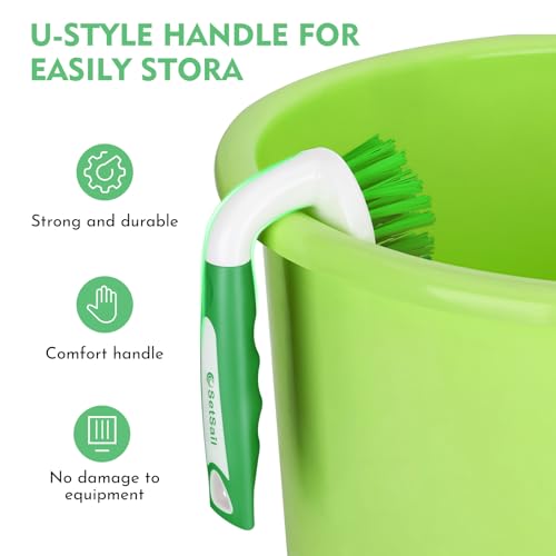 SetSail Scrub Brush, Stiff Bristle Cleaning Scrubber, 4 Pack(Green) - color: Green, size: 4-pack