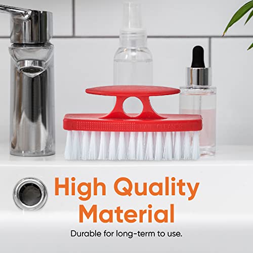 Superio Nail Brush Cleaner with Handle - Durable Brush Scrubber To Clean Toes, Fingernails, Hand Scrubber All Surface Cleaning, Red Heavy Duty Scrub Brush Stiff Bristles, Easy To Hold - color: Red, size: 1 Pack