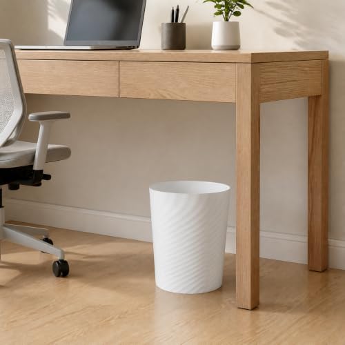 UUJOLY Plastic Small Bathroom Trash Can Wastebasket Garbage Can, White - color: White, size: 1.8 Gallon/1 Pack