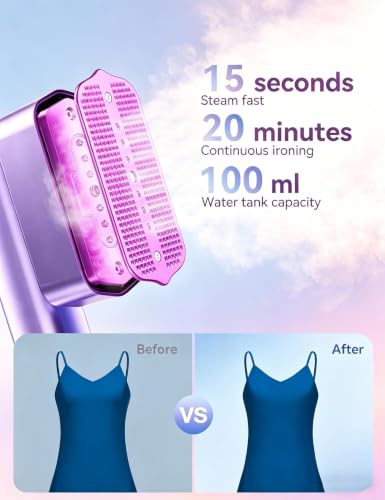 Sundu Steamer for Clothes Portable 2-in-1 Travel Steamer Iron for Clothes - color: Purple red