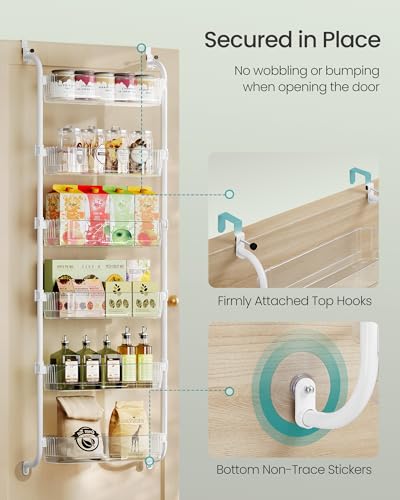 SONGMICS Over the Door Cabinet Organizer, 6-Tier Clear PET Baskets, 53 In H - color: Transparent