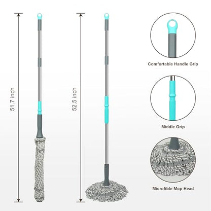 Self Wringing Mop Floor Cleaning Easy Squeeze Twist Mop,Gray-2Head - color: Gray- 2 Mop Head