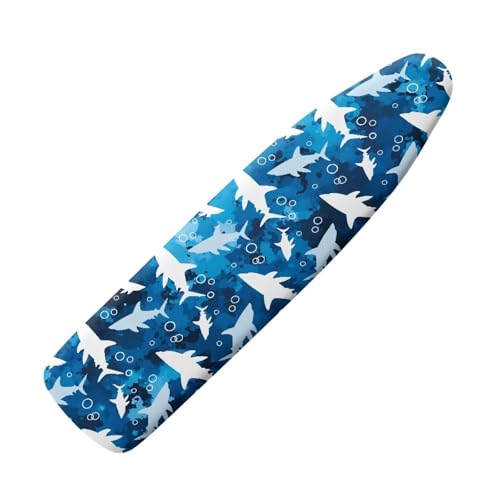 Blue Shark Ironing Board Cover and Pad Soft Fabric Cover with Padding Standard Size Scorch Stain Resistant Ironing Board Cover with Elastic Edges - color: Blue Shark