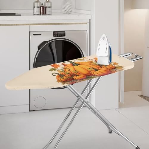 Pumpkin Ironing Board Cover Stain Resistant and Scorch Easy Installation Thanksgiving Ironing Board Cover Portable Autumn Decor - color: Pumpkin Thanksgiving
