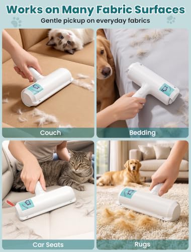 DELOMO Pet Hair Remover Roller, Reusable Lint Roller for Dog and Cat Hair - color: A: White（hot Sale）
