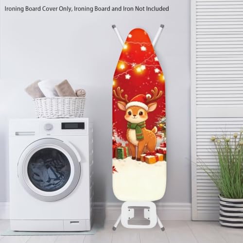 Christmas Reindeer Ironing Board Covers Heavy-Duty Fabric Non Slip Padded Ironing Board Covers Hook and Loop Design Waterproof Slip-Resistant Xmas Decor - color: Christmas Reindeer
