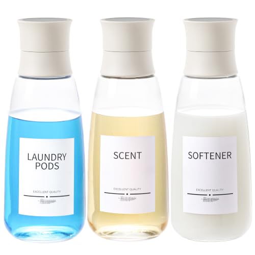 3Pack Glass Laundry Detergent Dispenser,34oz Fabric Softener Dispenser,Liquid Laundry Detergent Dispenser,Laundry Detergent Organizer for Laundry Room Organization - size: 1 Count (Pack of 3)