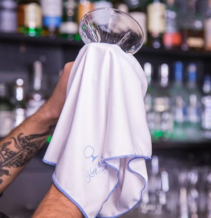 Trendy Bartender Toast to Perfection Microfiber Glass Polishing Lint-Free Cloth for Spotless Shine and a Residue-Free Finish - Pack of 5-25x20 inch - White - color: White, size: 25 x 20 Inch 5-Pack
