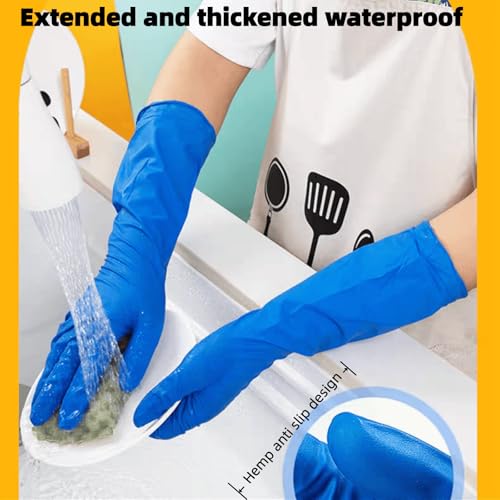 Long Sleeve Nitrile Disposable Gloves 16inch Cleaning 50PCS - color: Blue, size: Medium