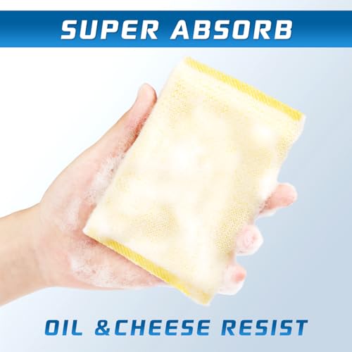 All-Purpose Non Scratch Sponges，Sponges Kitchen for Washing and Cleaning Dishes, Non-Stick Cookware,Premium Scrub and Scrubbers，Cleaning of Kitchen, Bathroom,and Household,12Pad