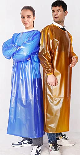 SUJAN Waterproof Smock Apron with Sleeves Chemical Resistant Coverall - color: Burgundy, size: L-XXL