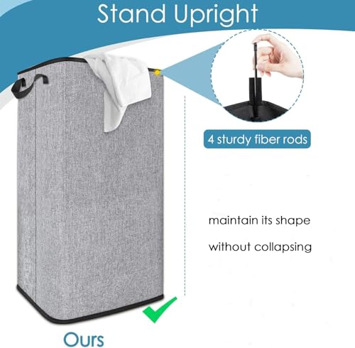 SNIGJAT Extra Large Laundry Hamper, Folding 100L Laundry Basket, Grey - color: Grey, size: 100L