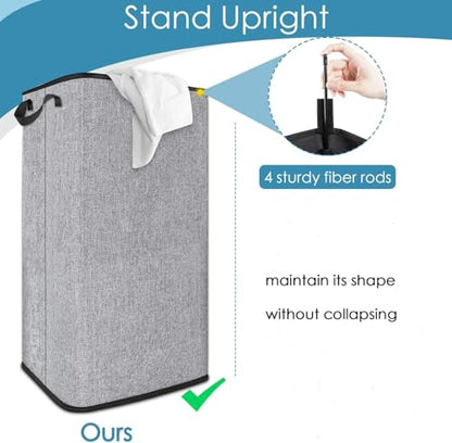 SNIGJAT Extra Large Laundry Hamper, Folding 100L Laundry Basket, Grey - color: Grey, size: 100L