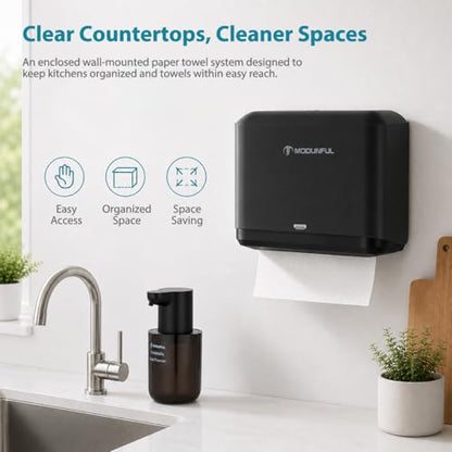 𝐏𝐚𝐩𝐞𝐫 𝐓𝐨𝐰𝐞𝐥 𝐃𝐢𝐬𝐩𝐞𝐧𝐬𝐞𝐫, Multifold/Trifold/C Fold Papers Dispenser, Bathroom Hand Towels Wall Mounted Tissue Holder, No-Drill Adhesive Commercial or Home Black - color: D-23 Black