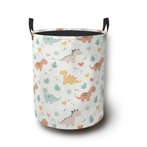 Cute Dinosaur Laundry Basket,Plants Foldable Oxford Cloth Laundry Hamper with Handles Waterproof Dirty Clothes Storage Basket for Bathroom Bedroom Dorm Room 16" x 20.8" - color: Cute Dinosaur Plants