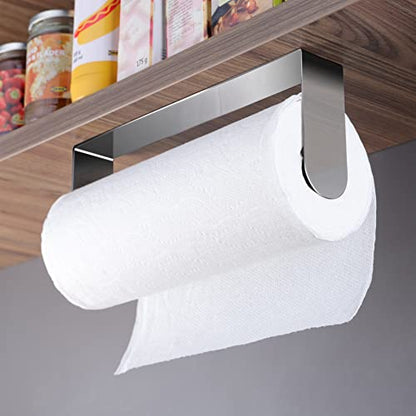 ZUNTO Adhesive Paper Towel Holder, Under Cabinet Paper Towel Rack for Kitchen - Great Space Saver, SUS 304 Stainless Steel (Polished) - color: Silver/Polished