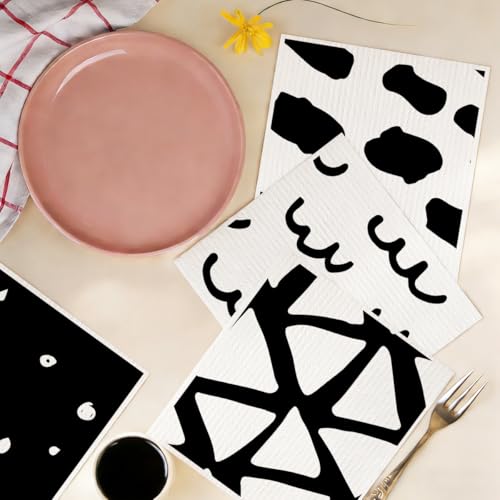 6 Pack Swedish Dishcloths Black White Kitchen Towels 12 - color: Multi 1513