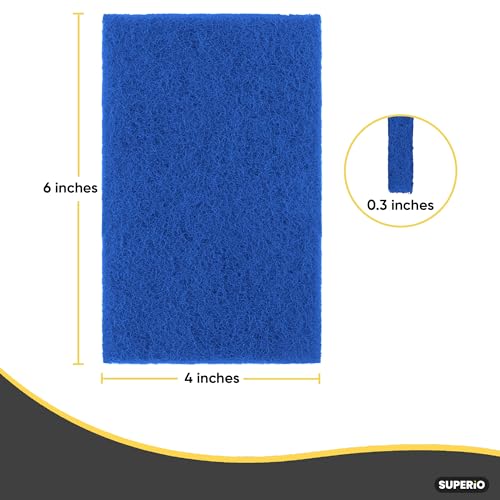 Scouring Pad Non-Scratching Scrubber Non-Scratch Cleaning Scrub Pads Heavy Duty Scouring Pad Reusable Kitchen Scrubbing Pad Pack of 12 Blue, by Superio - color: Blue, size: 12-pack