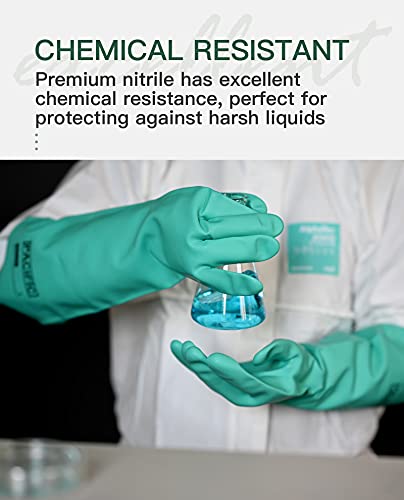 PACIFIC PPE Chemical Resistant Nitrile Gloves, 28 Mil Long Cuff, 2 Pairs - color: Green/18", size: Large (Pack of 2)