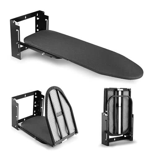 Wall Mounted Ironing Board Height Adjustment Fold Down Ironing Board - color: Black, size: Without Iron Holder