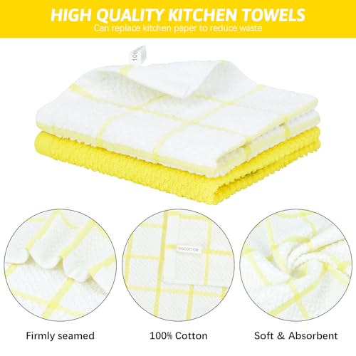 Nialnant 8 Pack Dish Cloths for Washing Dishes - color: Yellow Plaid, size: 12 x 12 in - 8PCS