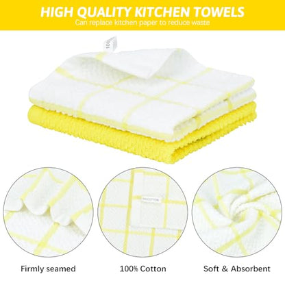 Nialnant 8 Pack Dish Cloths for Washing Dishes - color: Yellow Plaid, size: 12 x 12 in - 8PCS