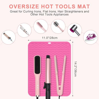 Oversize Silicone Heat Resistant Mat for Hair Tools - color: Hotpink