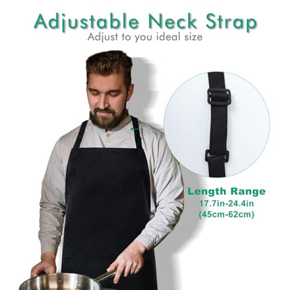 Surblue Waterproof Rubber Vinyl Apron 37" Projects Work Safe Clothes with Adjustable Widened Neck Strap Release Buckle Bib for Dishwashing Lab Work Butcher Cleaning Fish, Black - color: N-buckle Black