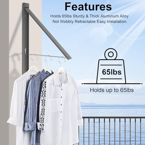 Foldable Wall Mount Drying Rack, 65lb, Space Saving Gray - color: Gray