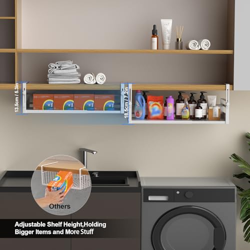 AmonHouseware 2Pack Expandable Under Shelf Storage Basket Organizer,White - color: White