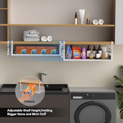 AmonHouseware 2Pack Expandable Under Shelf Storage Basket Organizer,White - color: White