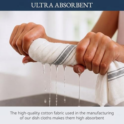 LANE LINEN 100% Cotton Kitchen Dish Towels Absorbent Lint-Free 6 Pack - color: 09: Black Stripe, size: 06 Pack