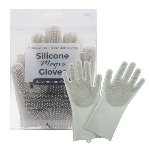 Silicone Magic Gloves: Ultimate Cleaning Gloves for Dishwashing, Kitchen, Pet, and Car - Heat & Cold Resistant, Non-Slip, Reusable - Eco-Friendly Scrubbing Gloves for Household Cleaning Food Grade