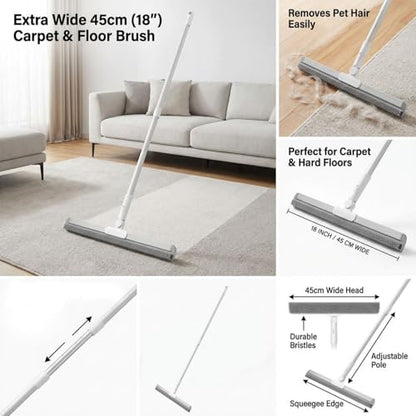 Floor Squeegee, Equipped with a 180° Swivel Head and a Long Handle