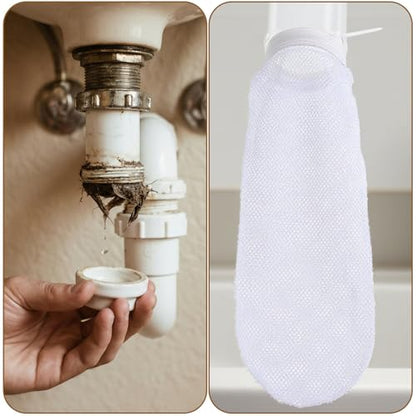 32Pcs Sturdy Lint Traps for Washing Machine Hose, Includes 8 Nylon Washer Hose Lint Trap Mesh and 24 Cable Ties, White Washer Lints Catcher for Home Sink Drain System Hoses Screen Filter (White)