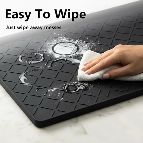 Mateeylife Under Sink Mat Kitchen Waterproof, Silicone Sink Tray 28"X19" - color: Classic Black, size: 19''W x 28''L