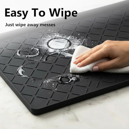 Mateeylife Under Sink Mat Kitchen Waterproof, Silicone Sink Tray 22"X31" - color: Classic Black, size: 22''W x 31''L