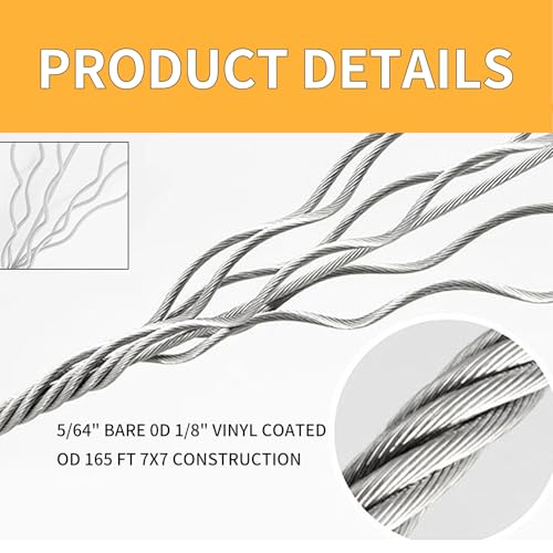165FT 1/8" Stainless Steel Wire Rope Kit with Turnbuckles