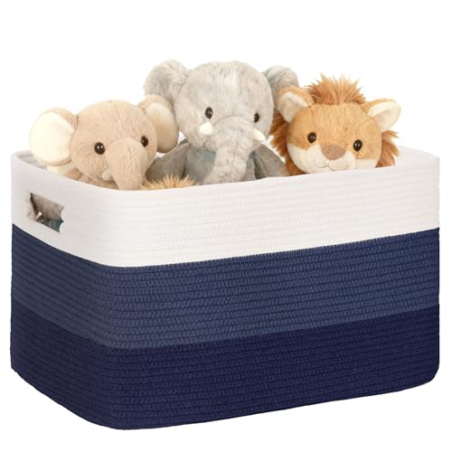 45L Small Woven Laundry Basket Hamper with Handles, Gradient Blue - color: Gradient Blue, size: 45L