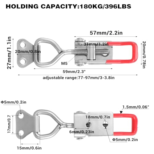 4Pcs Toggle Latch Clamp, 304 Stainless Steel Pull Hasp Latches, Quick Release Hand Tool Toggle Clamp for Smoker Lid Jig,Case Trunk,396Lbs Holding Capacity