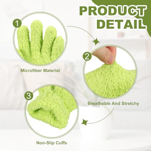 uxcell Microfiber Gloves, Reusable Washable Plant Dusting Gloves Cleaning Mittens for Auto Plants Household Kitchen - color: Khaki/Dark Blue/Grass Green