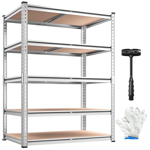 REIBII Galvanized Garage Shelving,5-Tier Metal Rack,36" W x 16" D x 72" H - color: Galvanized