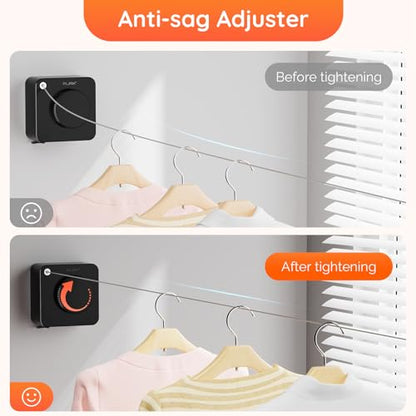 Retractable Clothesline Indoor, Non-Sagging Outdoors Clothesline Retracting, Heavy Duty Retractable Clothes Drying Laundry Line, Wall Mounted Stainless Steel Line - 13.8 Ft (Black) - color: Black