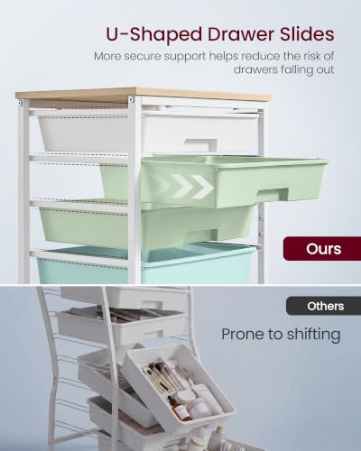 VASAGLE Rolling Cart with Drawers,5 Drawers Storage Cart, Green and White - color: Green + White, size: 5 Drawer